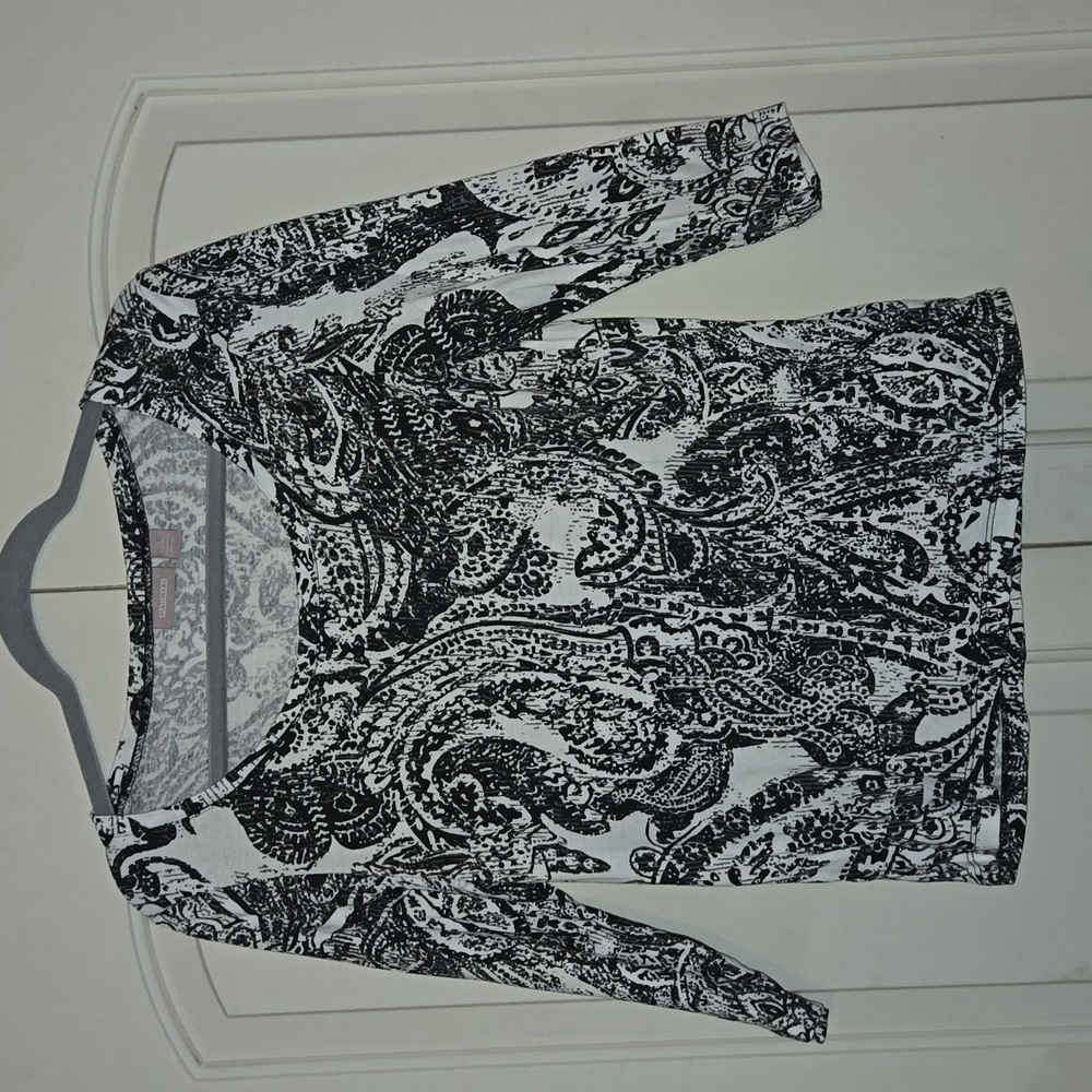 Chico's Print 3/4 Sleeve Shirt Size 1